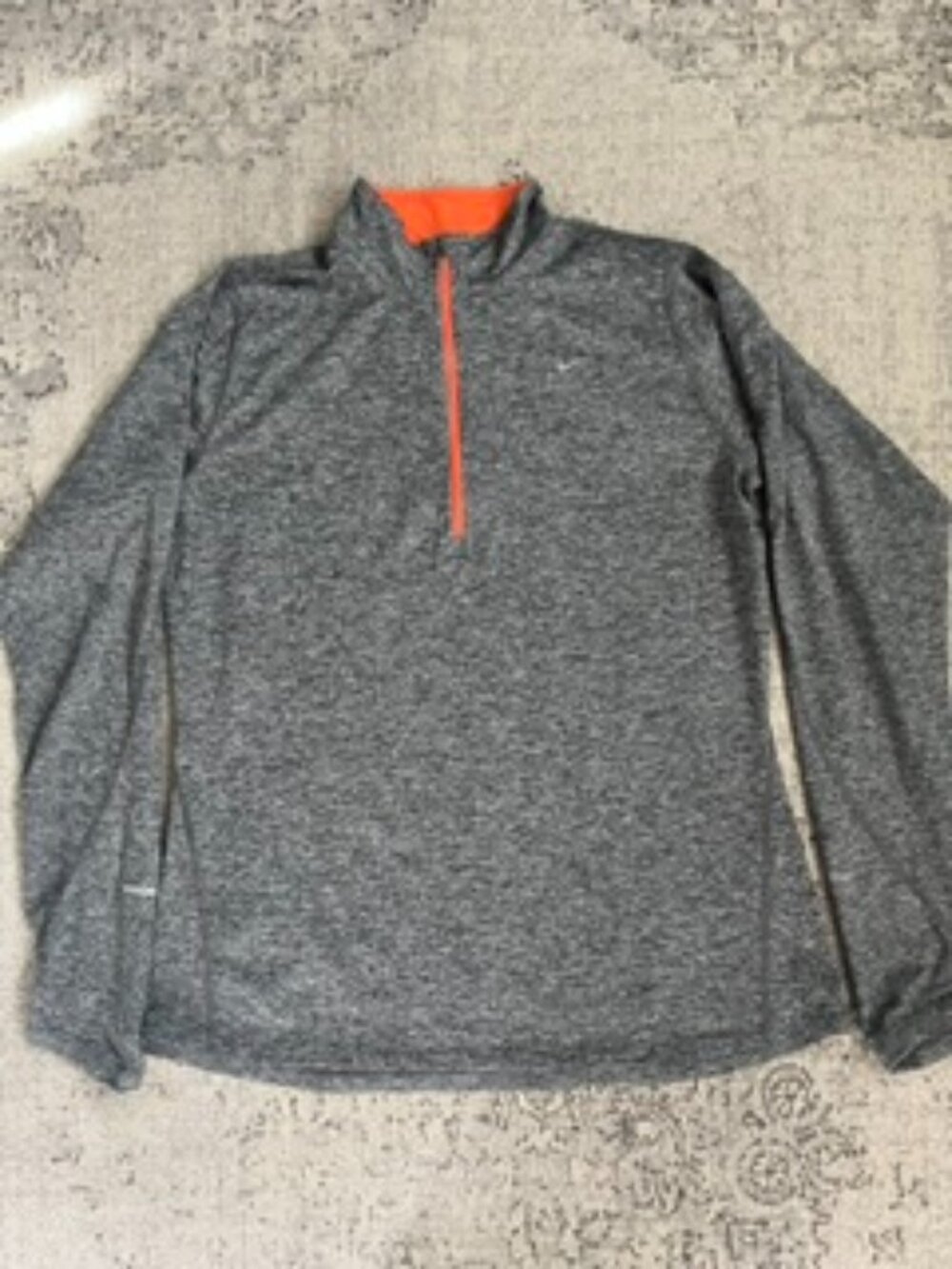 🧡3/$15 Nike Dri-Fit Quarter Zip Long Sleeve Running Top Gray Orange Women's L